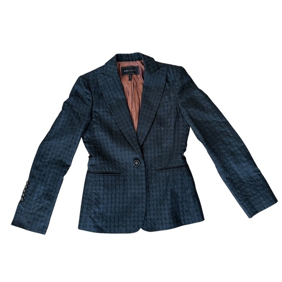 BCBGMAXAZRIA Black Textured Blazer Jacket Career Wear Work Office Stylish - Picture 1 of 10